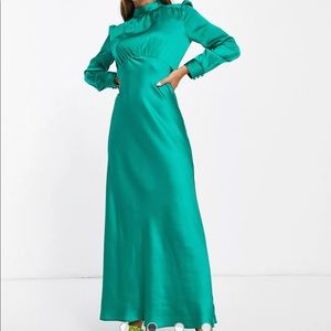 High neck maxi satin tea dress ASOS